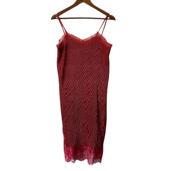 Free People Margot Slip Dress Red With Black Polka Dots (2) - Picture 3 of 6